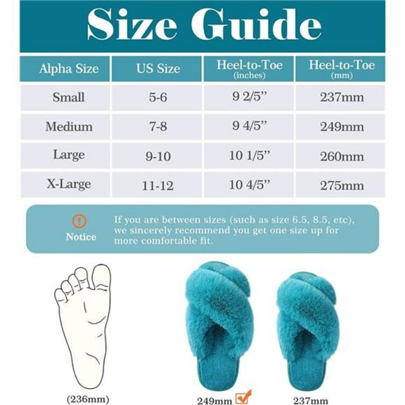 Cross Band Cozy Plush Home Slippers Fluffy Furry Open Toe House Slide Slipper - Picture 4 of 7